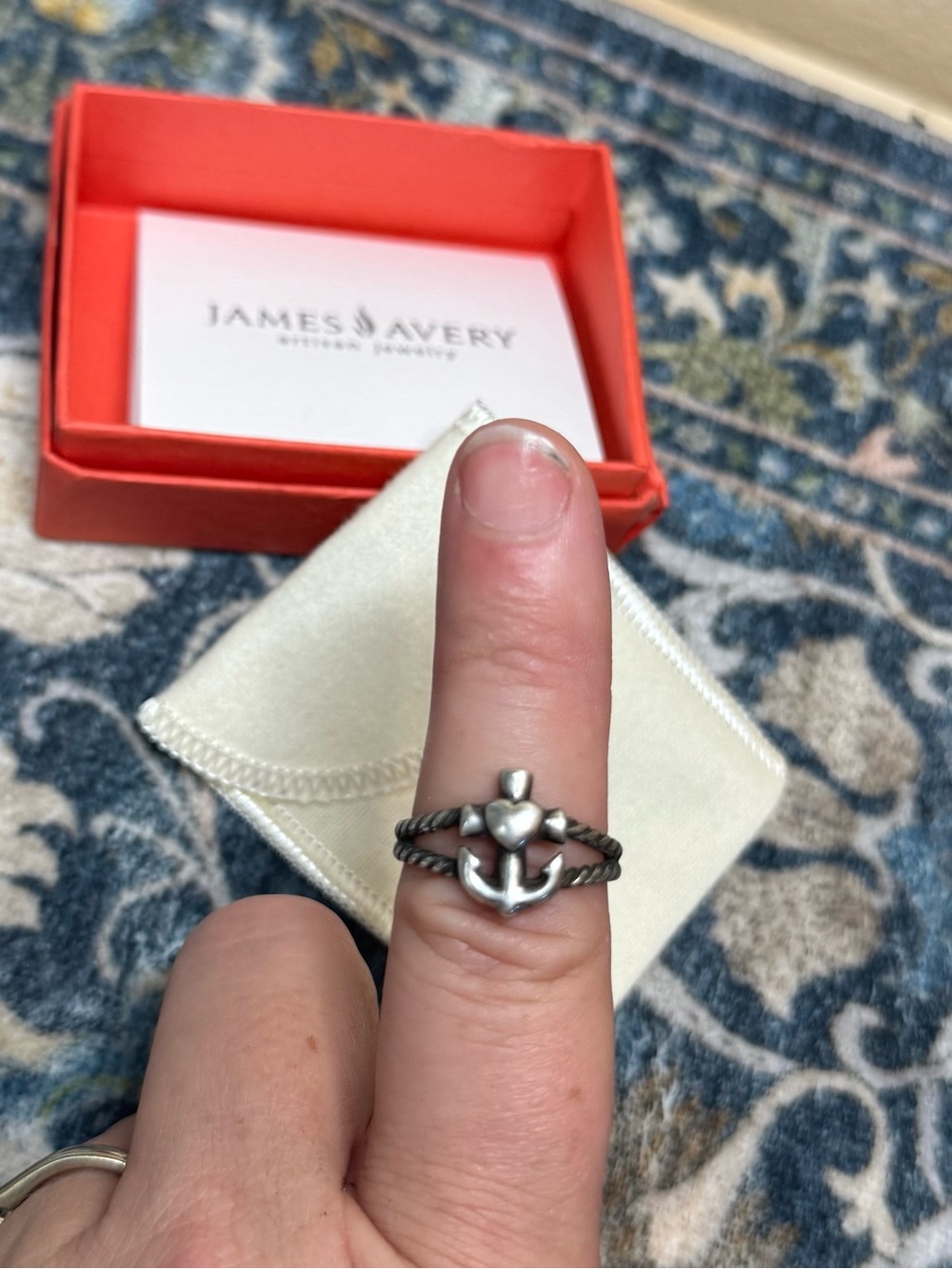 James Avery Faith Hope and Love Anchor Cross and Heart Ring Retired size 8